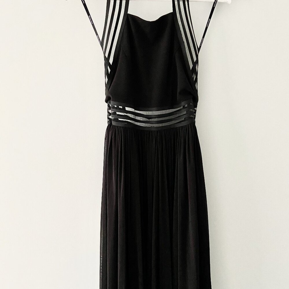 TFNC Black Halter Dress with Mesh Cutout - Size S